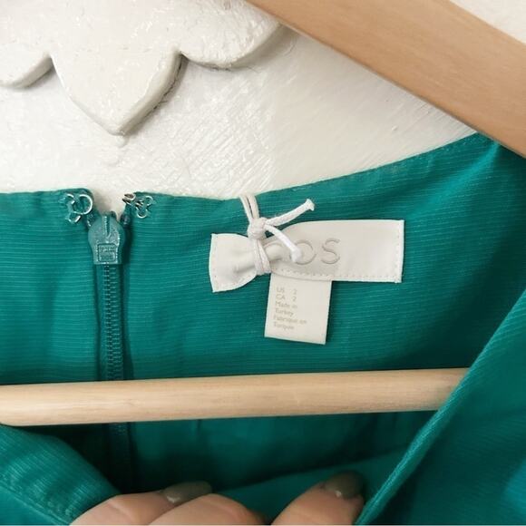 NWT COS Womens Green Sleeveless Cotton Silk Cotton Cocoon Sheath Dress Size 2 - Picture 6 of 10